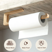 Wooden Kitchen Roll Holder under Cabinet, Self Adhesive Paper Towel Holder, Wall Mounted Kitchen Roll Holder, under Cupboard Paper Towel Holder, Self Adhesive or Drillable