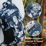 Packable Backpack Ultra Lightweight, Foldable Backpack Water Resistant, Hiking Daypack for Travel Camping Outdoor, Daily Walk-Around, Cycling, Sports, Excursions(Blue Flower, 16L)