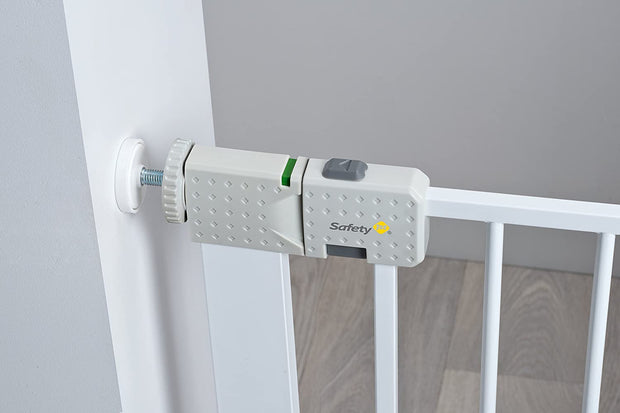Securetech Metal Gate, Pressure Fit Safety Gate, Baby Gate for Stairs and Doors, for Widths 73 to 80 Cm, Extendable up to 136 Cm with Extensions Sold Separately, Metal White