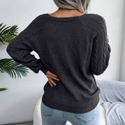 Women Sweater Autumn Casual Jumper Long Sleeve Tops Pullover Fashion Women Casual Solid Loose round Neck Sweater Pullver Button Blouse Autumn Tops Ladies Winter Warm Sweatshirt Knitwear