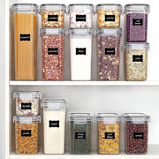 15Pcs Cereal Storage Containers Set Plastic Airtight Food Storage Container Kitchen Storage Containers with Lids,Reusable Labels,Marker,Spoon Ideal for Flour Cereal Spaghetti Pasta 2.8L 2L 1.4L 0.8L