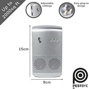 ® High Powered Professional Rat and Mouse Repellent Pest Device for Large Rooms & Commercial Use Ultrasonic Electromagnetic Rodent Repeller, Silver