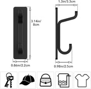 Self Adhesive Hooks, Sticky Hooks Extra Strong, Hanging up to 6KG, Metal Stainless Heavy Duty Stick on Wall Door, for Towel Coat Hat Purse in Bathroom Shower Kitchen, Black, 4 Pack