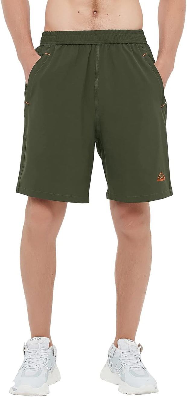Mens Gym Running Quick Dry Shorts Outdoor Sports Training Shorts Lightweight with Zip Pockets