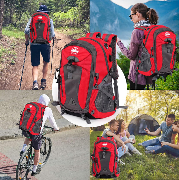 40L Hiking Backpack, Hiking Rucksack Durable Waterproof Travel Bag Outdoor Sports Camping Cycling Skiing Daypack Climbing Trekking Mountaineering Gifts for Men Women
