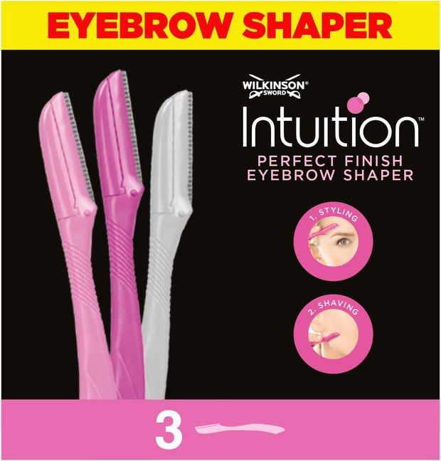 - Intuition Eyebrow Shaper for Women | Facial Hair Remover and Trimmer | Exfoliating Dermaplaning Tool | Pack of 3 Disposable Razors