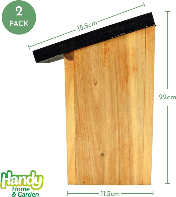 2X Handy Home and Garden Bird House | Bird Box | Bird Houses for Garden 100% FSC Wood | Environmentally Friendly through Use of Sustainable Forests I 22 Cm X 11.5 Cm X 11.5Cm X 30Mm Entrance Hole