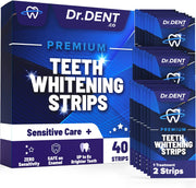 Premium Teeth Whitening Strips - 20 Sessions Non-Sensitive Formula 40 Peroxide Free Safe for Enamel + Mouth Opener Included