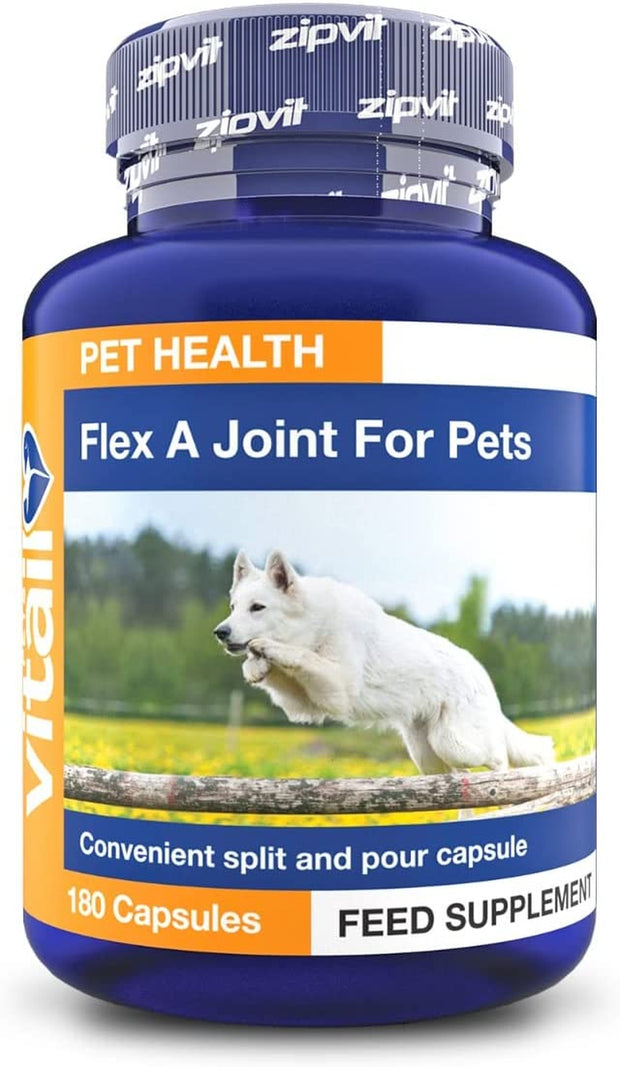 Flex a Joint for Pets. Glucosamine for Dogs and Cats plus Chondroitin and MSM. 180 'Split and Pour' Capsules.