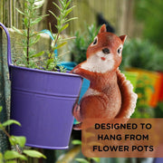 Red Squirrel Garden Ornament Outdoor - Cute Plant Pot Hanger Animal with Lifelike Detail for Decoration - 15Cm - Weatherproof and UV Resistant Resin Figurine Statue