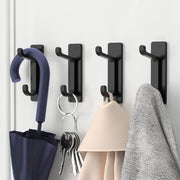 Self Adhesive Hooks, Sticky Hooks Extra Strong, Hanging up to 6KG, Metal Stainless Heavy Duty Stick on Wall Door, for Towel Coat Hat Purse in Bathroom Shower Kitchen, Black, 4 Pack