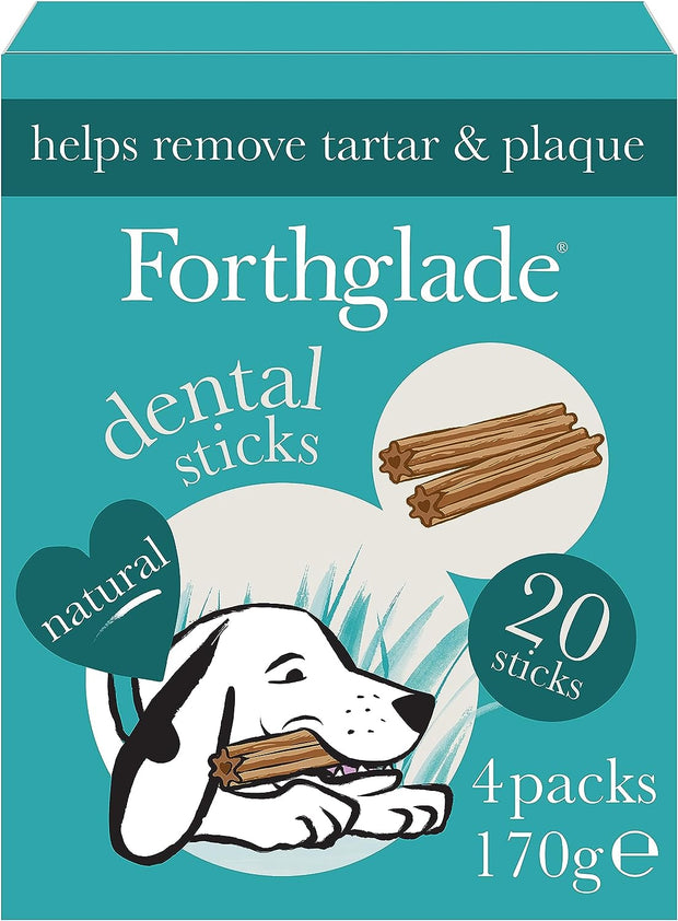 Natural Dog Dental Sticks - Plant Based & Grain Free Dental Chews - 20 Sticks (4 X 170G)