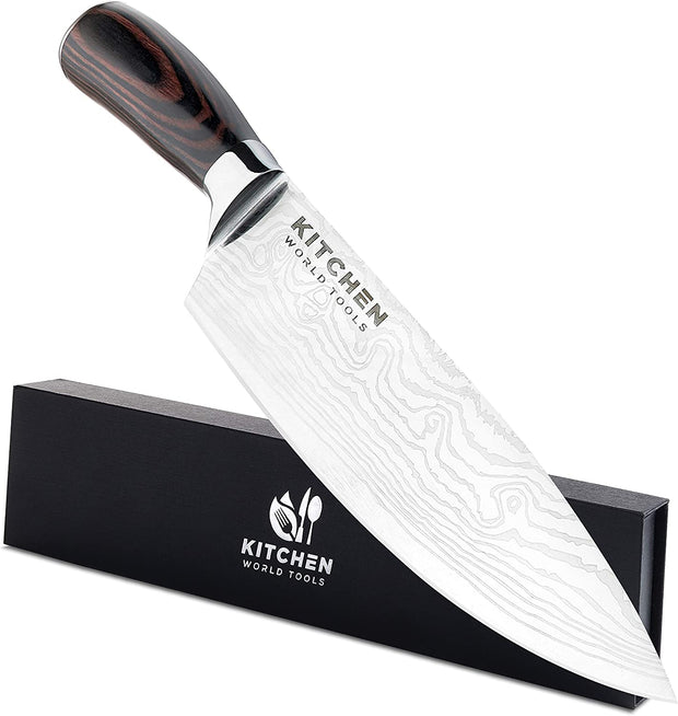 Chef Knife – Sharp Kitchen Knife – Premium Stainless Steel Knife – Chopping Knife – Cooking Knife with Ergonomic Handle – 8 Inch Chefs Knife Blade
