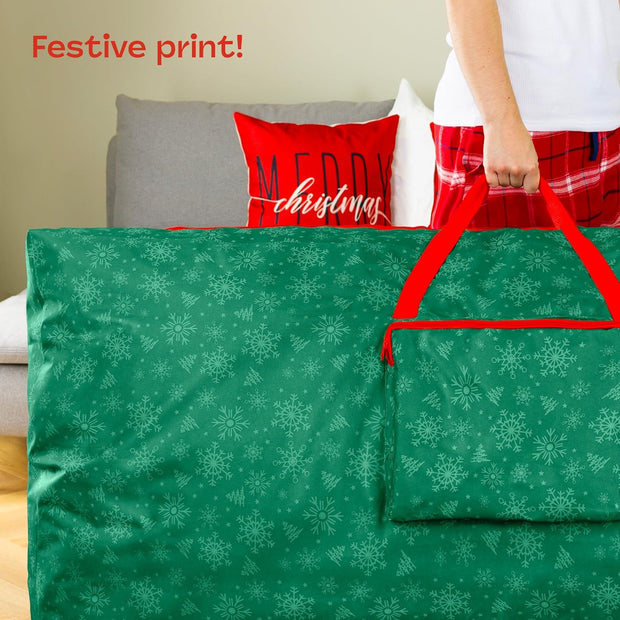 Deluxe Christmas Tree Decoration Lights Zip up Sack Storage Bag Organiser for Upto 9Ft Xmas Trees - Stores Ribbon Tinsel Wreath Stocking Lights Bow Tags, Gift Wrap Paper Tidy
