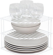 – 3 Tier Plate Rack - Kitchen Cupboard Organiser – White