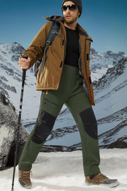 Men'S Outdoor Winter Trousers Fleece Softshell Trousers Water-Resistant Hiking Trousers with Zip Pockets