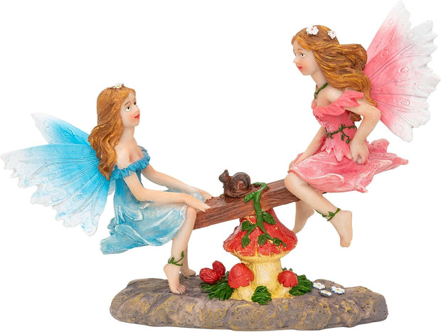 Pelle & Sol Fairies on Seesaw Ornament - Outdoor Garden Fairy Decoration Home Gift Accesories