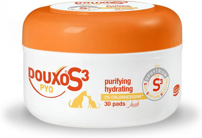 S3 PYO Antibacterial and Antifungal Dog and Cat Pads (Wipes) - Veterinary Recommended and Clinically Proven - Hypoallergenic Fragrance - Hot Spots - Safe Skincare Selection - 30 Pads