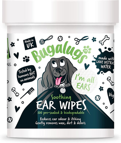 Dog Ear Cleaner Dog Wipes 100 Biodegradable Textured Pre-Soaked Dog Ear Wipes. Pet Wipes Dog Ear Cleaner Solution Stops Head Shaking, Itching & Waxy Ears