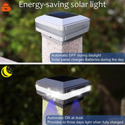 Solar LED Post Lights Outdoor Garden IP65 Waterproof Square White Landscape Post Cap Lamp for Patio Fence Deck Wooden Posts(4 Pack)