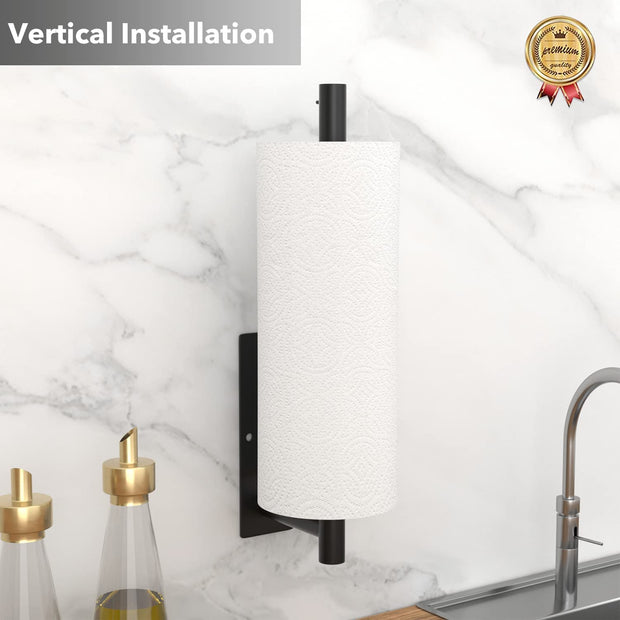 Paper Towel Holder under Cabinet - Self-Adhesive or Drilling, Paper Towel Holder Wall Mount, Towel Rack for Kitchen Organization and Storage, Stainless Steel Kitchen Paper Roll Holder