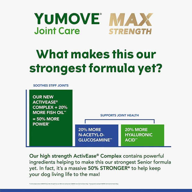 Senior MAX Strength | Maximum Strength Joint Supplement for Older, Stiff Dogs with Glucosamine, Chondroitin, Green Lipped Mussel | Aged 9+ | 120 Tablets