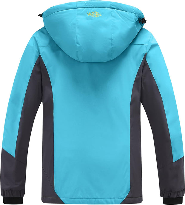 Women'S Warm Ski Jacket with Fleece Waterproof Snowboarding Jacket Hooded Mountain Coat Windproof Raincoat