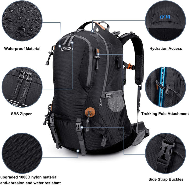 50L Rucksack Hiking Backpack Mountaineering Bag Waterproof Travel Camping Trekking Daypack Outdoor Sports Backpack with Rain Cover for Men Women