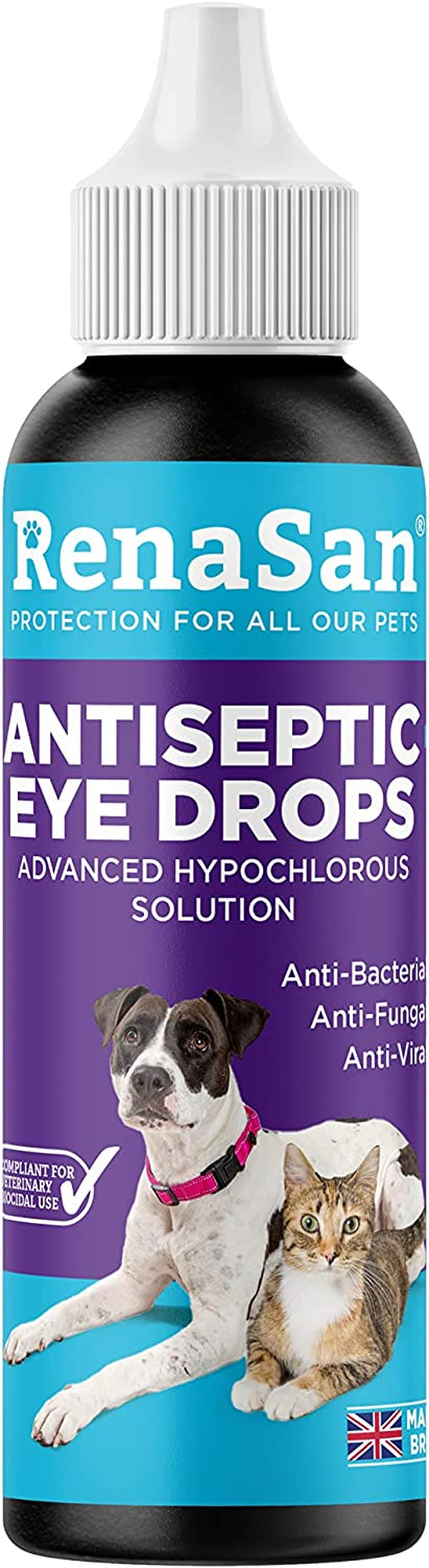 Antiseptic Eye Drops (60 Ml) – Fights Infection, Alcohol-Free, Non-Irritating and Natural Eye Cleaning Solution for Dogs, Cats, Reptiles, Poultry, Avian & Livestock (NEW PACKAGING)