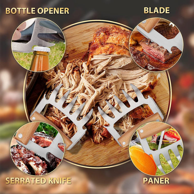 BBQ Christmas Gifts for Men Women - Stocking Fillers Secret Santa Gifts for Men Women Him Dad Boyfriends Bear Meat Claws BBQ Tools Accessories Chicken Shredder Pulled Pork Cooking Gifts Kitchen Gadget