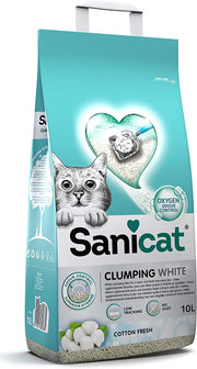 - White - Cotton Fresh Ultra Clumping Cat Litter | Made of Natural Minerals with Guaranteed Odour Control | Absorbs Moisture and Makes Cleaning Easier | 10 L Capacity