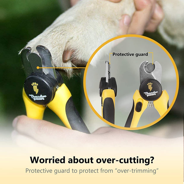 Professional-Grade Dog Nail Clippers with Protective Guard and Safety Lock (Medium to Large Breeds, Yellow)