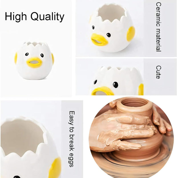 Egg Separator, Ceramic Egg Yolk White Egg Separator, Portable Kitchen Gadgets Baking Tool - Yellow Chicken