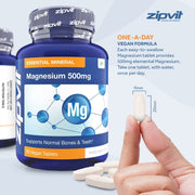 Magnesium 500Mg, 90 Vegan Tablets. 3 Months Supply. Supports Muscle and Bone Health. Vegan Formula Magnesium Supplement.