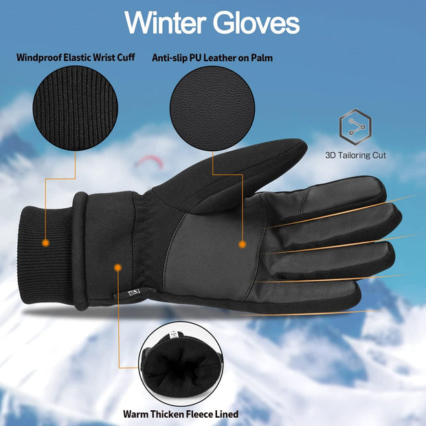Winter Gloves, -20℉ Coldproof Ski Gloves 3M Thermal Gloves Touchscreen Gloves Snowboarding Insulated Gloves for Cycling Running Climbing Hiking Outdoor Sports