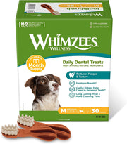 by Wellness Toothbrush, Month Box, Natural and Grain-Free Dog Chews, Dog Dental Sticks for Medium Breeds, 30 Pieces (One Month Supply), Size M