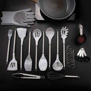 Beenatural Kitchen Utensil Set, 32 Piece Marble Grey Kitchen Gadget | Heat Resistant Silicone Cooking Utensils Set for Non-Stick Pans Kitchen Set with Holder | 4 X FREE Bundling Items Included