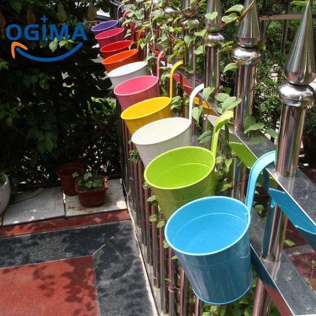 10 X Metal Iron Flower Pot Vase Hanging Balcony Garden Planter Home Decor