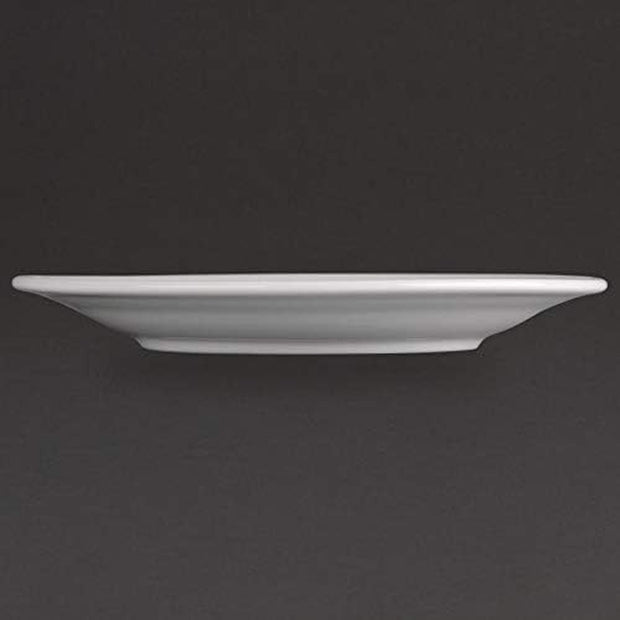 Athena Wide Rimmed Plates 228 Mm/9 Inch (Pack of 12), White Porcelain, Dinner Plate Set, Restaurant Tableware, Dinnerware - Microwave, Oven & Dishwasher Safe, CC208
