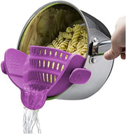 Snap N Strain Clip-On Strainer - Collapsible Colander for Pasta, Pot Noodle - Space-Saving Sieves and Pot Strainer, Innovative Home Gadgets Collection - Must-Have Kitchen Gadget - Grey