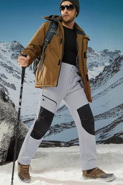 Men'S Outdoor Winter Trousers Fleece Softshell Trousers Water-Resistant Hiking Trousers with Zip Pockets