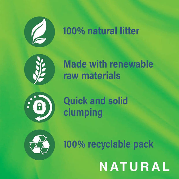 Natural Clumping Cat Litter 20 Litre Bag, 100 Percent Biodegradable, Extra Absorbent