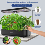 12 Hydroponics Growing System, 19.4'' Height Adjustable Herb Garden with Led, Indoor Gardening System, Gardening Gifts for Women Mom (Black)