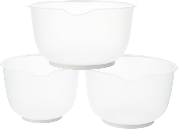 Contain 3 Mixing Bowls, Non-Slip Base, Soft Grip Handle, Microwave and Dishwasher Safe, Compact, Stackable, Ideal for Baking and Cooking,Off-White, 1.5 Litre, 2 Litre, 2.5 Litre