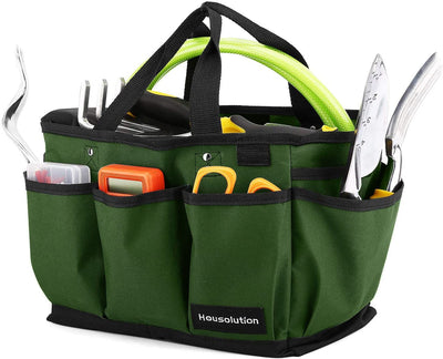 Gardening Tote Bag, Deluxe Garden Tool Storage Bag and Home Organizer with Pockets, Wear-Resistant & Reusable, 12 Inch, Dark Green