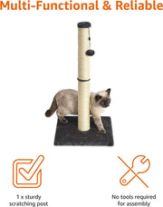 Medium Cat Scratching Post, 40.01 X 40.01 X 80.01 Cm, Grey