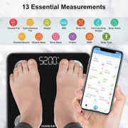 Bluetooth Body Fat Scales,  Smart Digital Bathroom Weight Weighing Scales for Body Composition Analyzer with Smart APP, Body Composition Fitbit Scales for Fitness (ST/LB/KG) (Black)