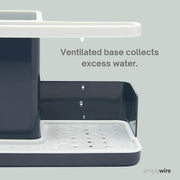 – Sink Tidy/Caddy – Kitchen Sink Organiser – Removable Drip Tray – Non-Slip - Grey & White