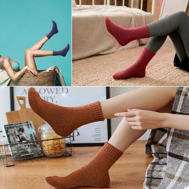5 Pairs Thermal Womens Socks, Ladies Socks for Casual Daily, Comfortable Breathable Women'S Cotton Socks, UK Size 4~8