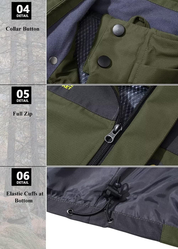 Men'S Sports Jacket Breathable Outdoor Water-Resistant Hiking Mountain Jacket Multi-Pockets